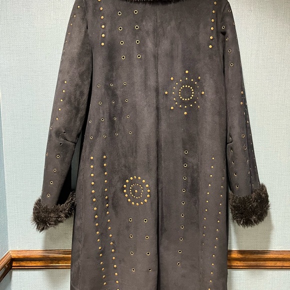 Vintage coat black with faux fur - Picture 7 of 12